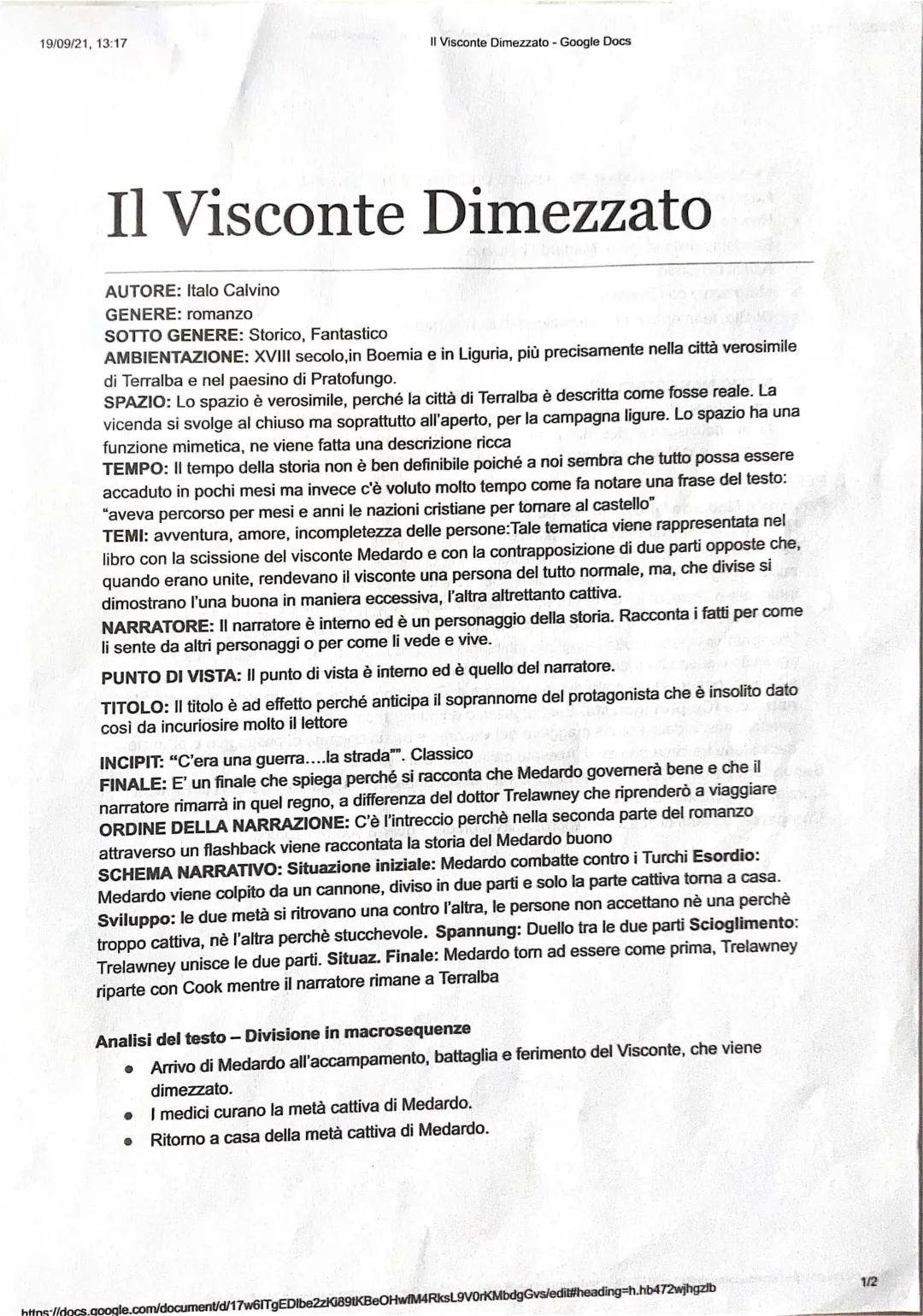 Analisi “Il visconte dimezzato”