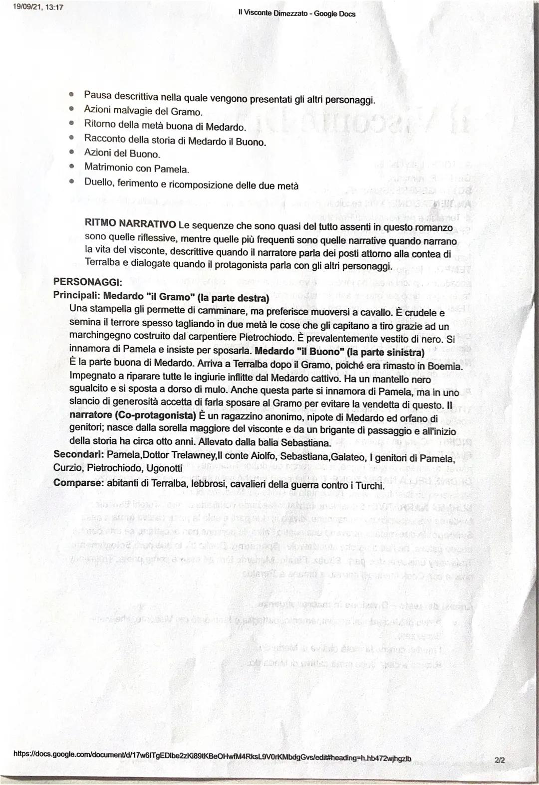 19/09/21, 13:17
Il Visconte Dimezzato - Google Docs
Il Visconte Dimezzato
AUTORE: Italo Calvino
GENERE: romanzo
SOTTO GENERE: Storico, Fanta