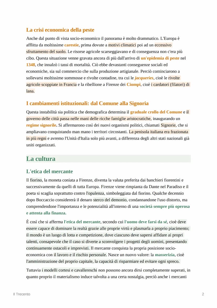 é mobile.
g
leo pumpu oni dità.
capio dell'atto presente estat
Il Trecento
La storia e la società
Il Trecento è un secolo vario e contraddet