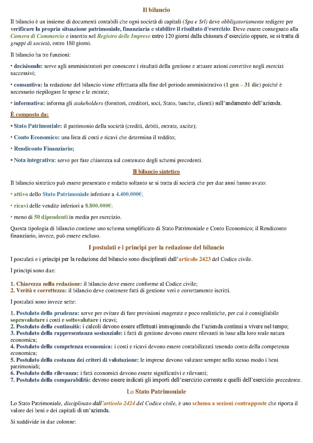 Il bilancio 