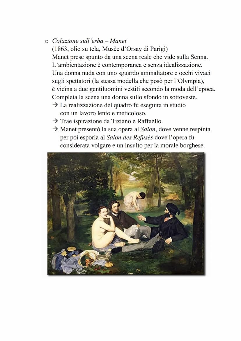 Il realismo
A partire dagli anni trenta dell'Ottocento nella pittura francese si afferma
una marcata tendenza al realismo, che cerca di recu