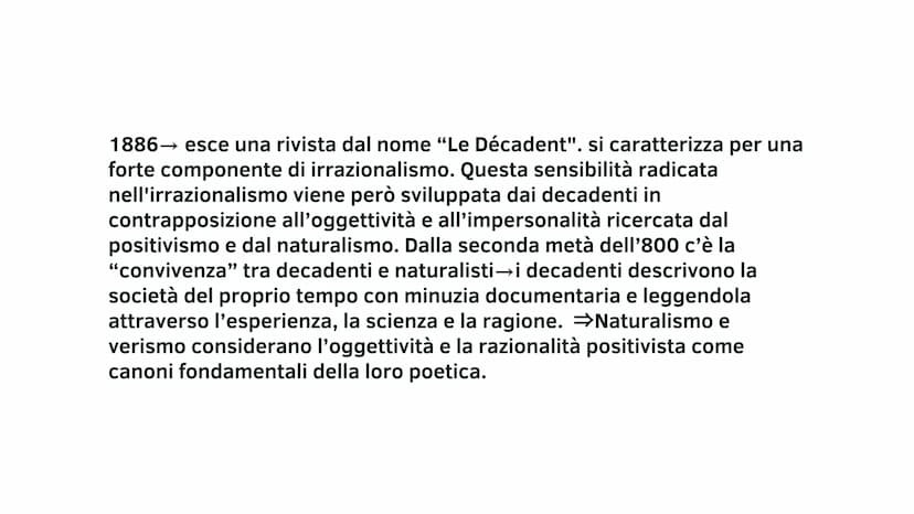 IL DECADENTISMO viene coniato inizialmente per indicare con giudizio negativo una
produzione letteraria ritenuta deteriore rispetto a quella