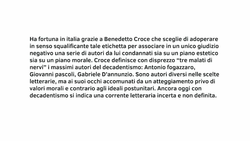 IL DECADENTISMO viene coniato inizialmente per indicare con giudizio negativo una
produzione letteraria ritenuta deteriore rispetto a quella