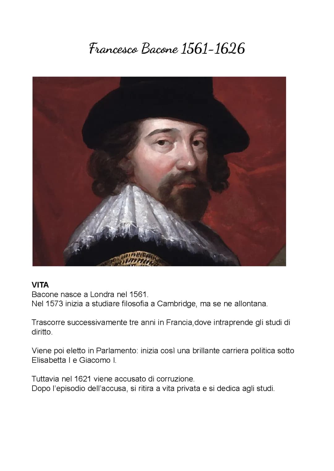  Francesco Bacone riassunto