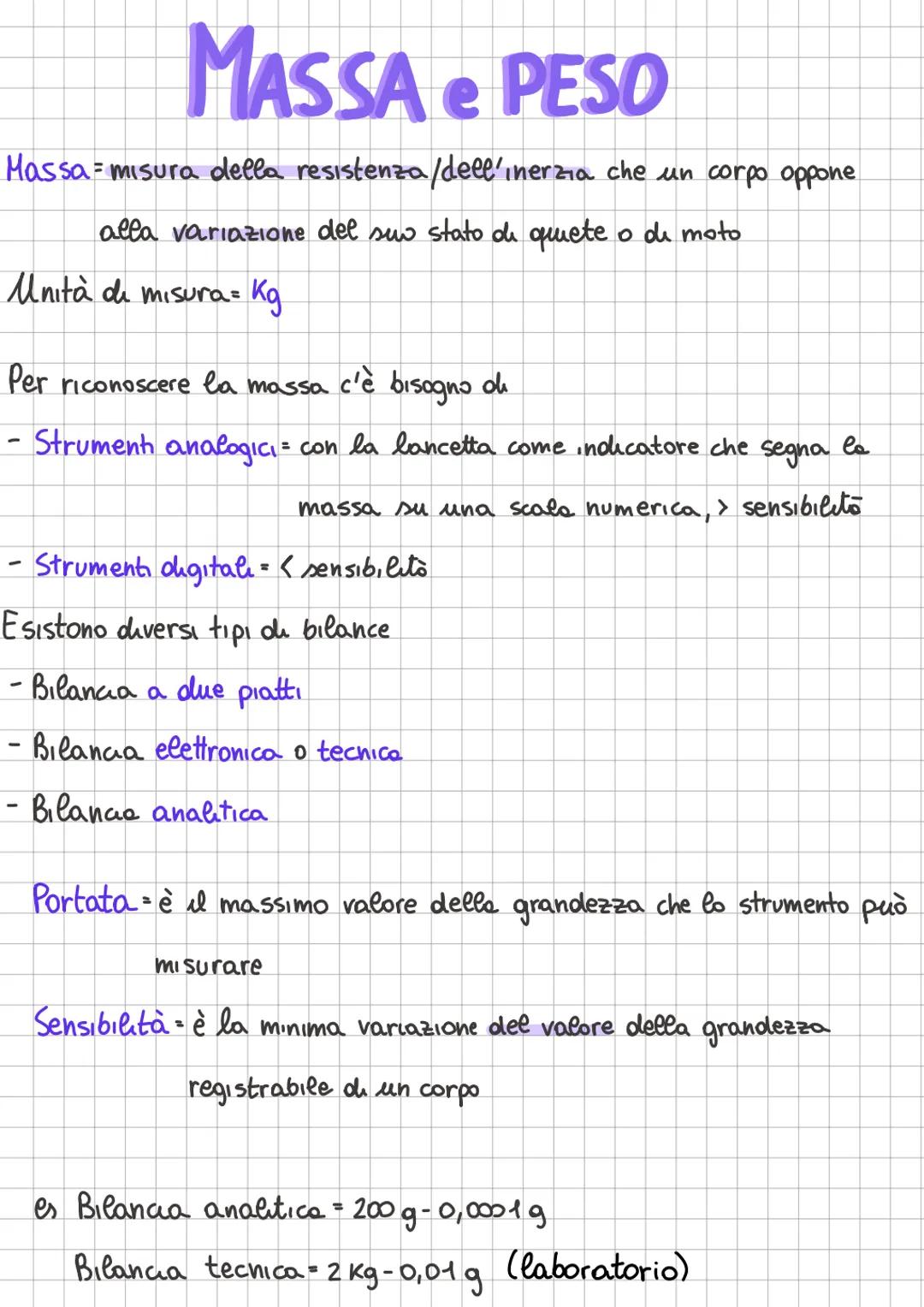 # MASSA e PESO

Massa= misura della resistenza/dell'inerzia che un corpo oppone
alla variazione del suo stato de quete o de moto

Unità di m