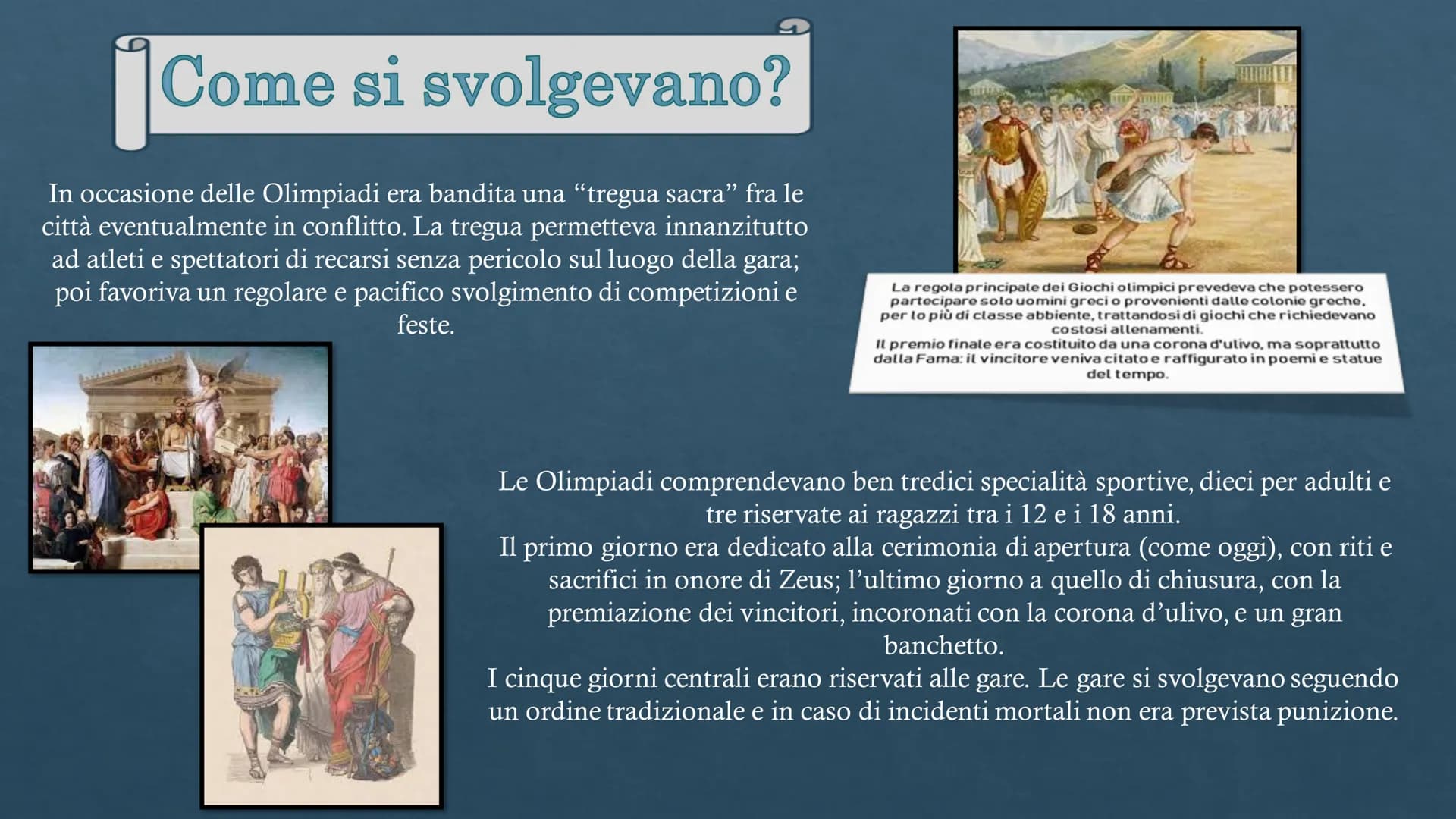 Antiche
OLIMPIADI
Moderne
Sara Oliva 3A
DOS Olimpiadi in Grecia
I primi Giochi Olimpici della storia iniziarono nel 776 a.C.. Si
trattava fo