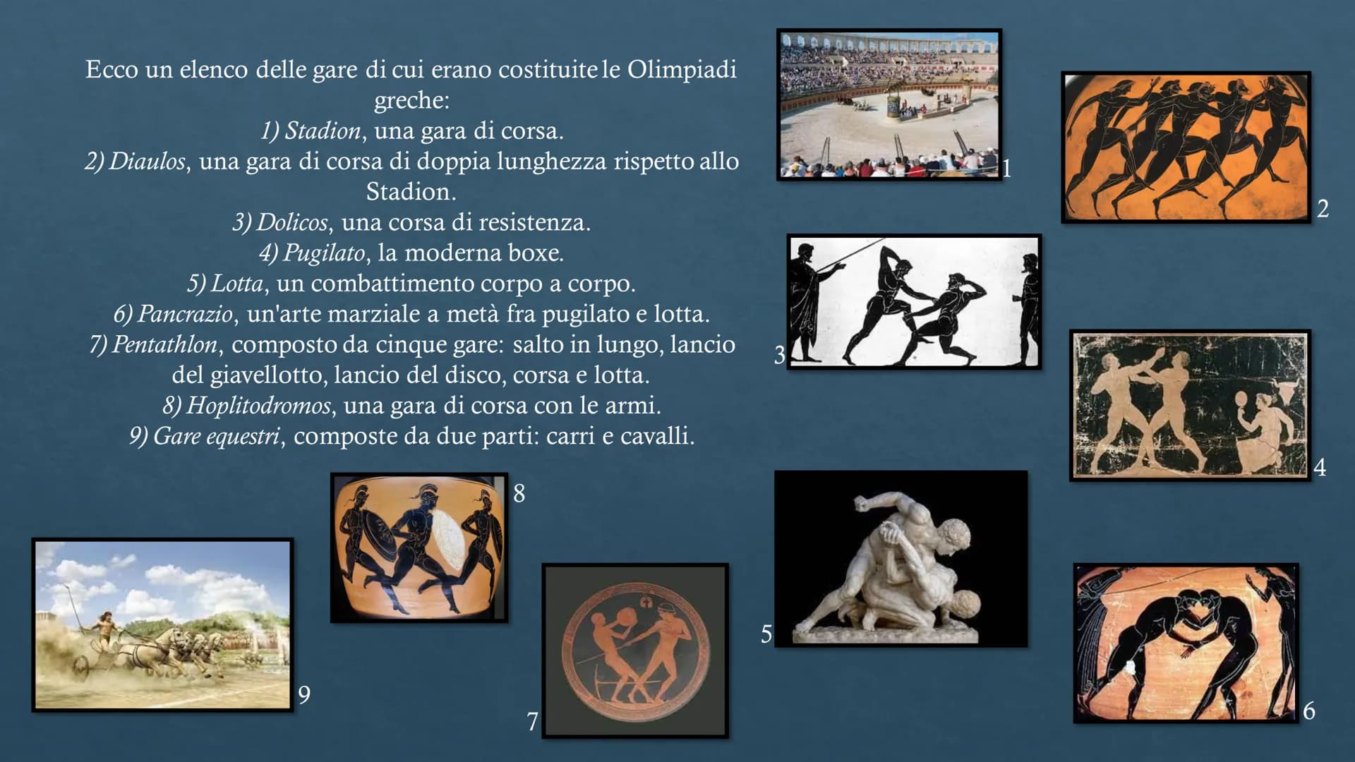 Antiche
OLIMPIADI
Moderne
Sara Oliva 3A
DOS Olimpiadi in Grecia
I primi Giochi Olimpici della storia iniziarono nel 776 a.C.. Si
trattava fo