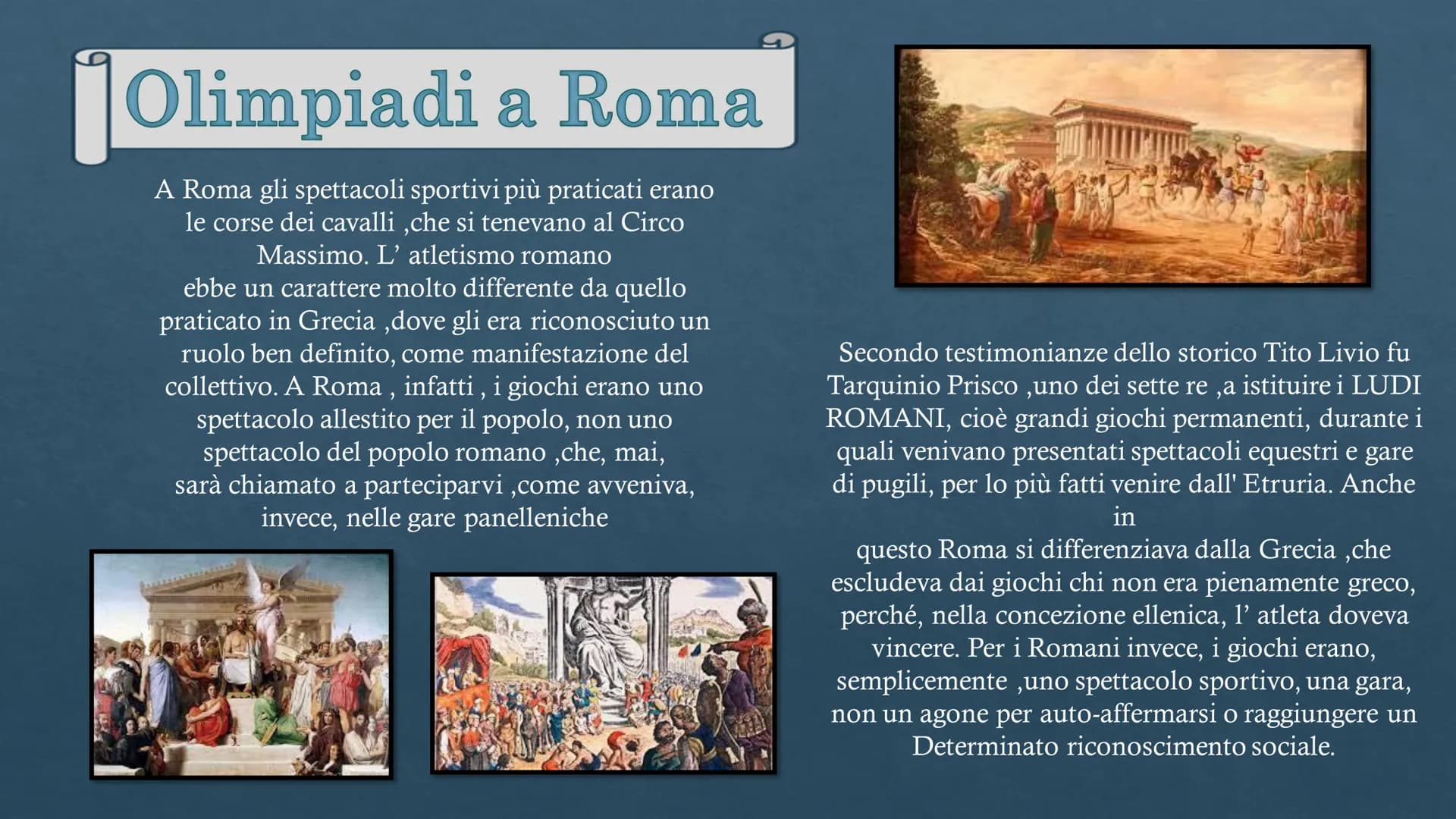 Antiche
OLIMPIADI
Moderne
Sara Oliva 3A
DOS Olimpiadi in Grecia
I primi Giochi Olimpici della storia iniziarono nel 776 a.C.. Si
trattava fo