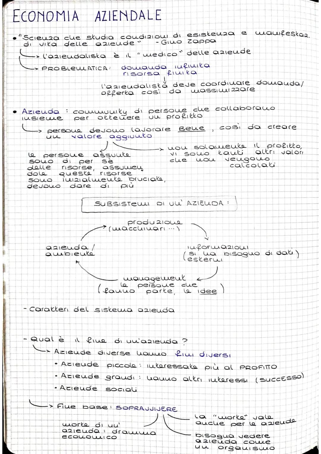 ECONOMIA AZIENDALE
•"Scienza che studia condizioni di esiskeuza e
vika delle azieude" - Giuo Zappa
-> l'aziendaliska è il "wedico" delle azi