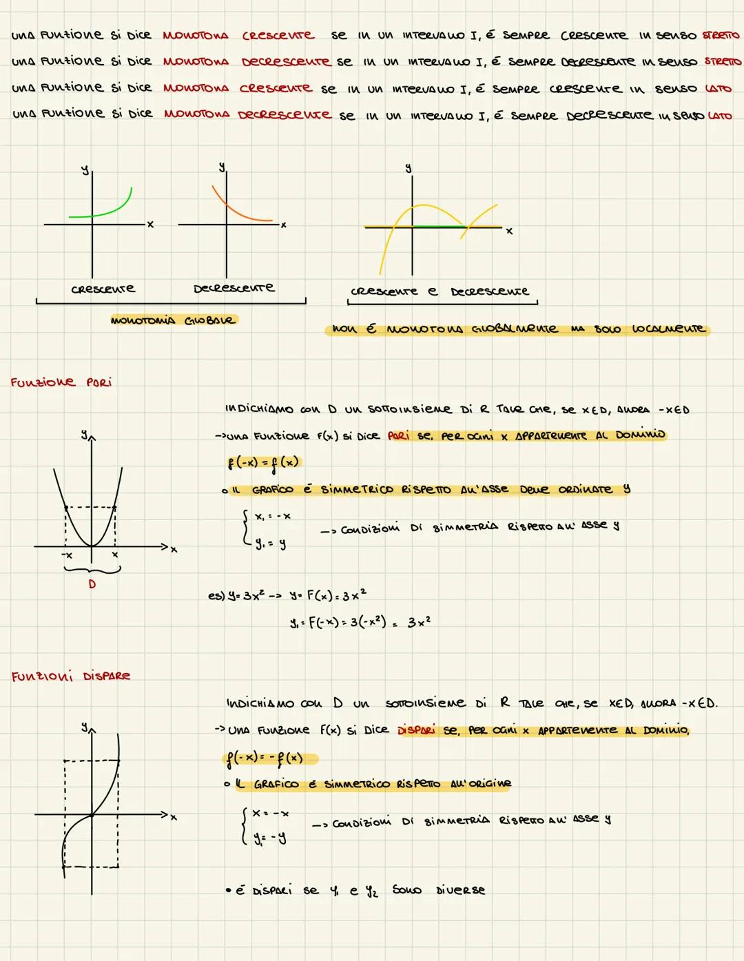 Funzione Crescente
Yo
И
X₁
14
Crescente se: x₁ < x₂ =
Ул
X₂
X4 X2
• f(x₁) < f (x₂)
->x
-> in senso STRETTO (STRETAMENTe)
x₂
Funzione Deceesc
