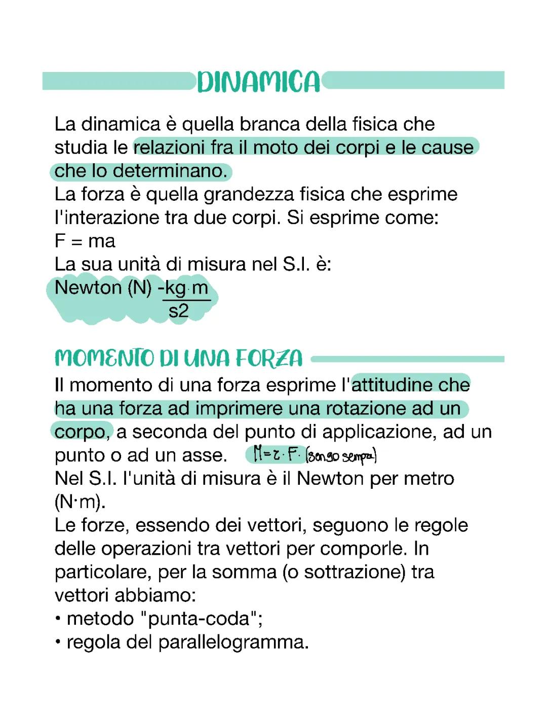 DINAMICA E 3 LEGGI DELLA DINAMICA 