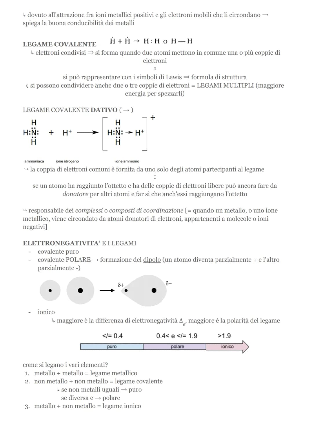 i legami chimici
Il LEGAME CHIMICO si forma se gli atomi legati tra loro hanno un'energia minore degli
atomi separati.
ENERGIA DI LEGAME = q