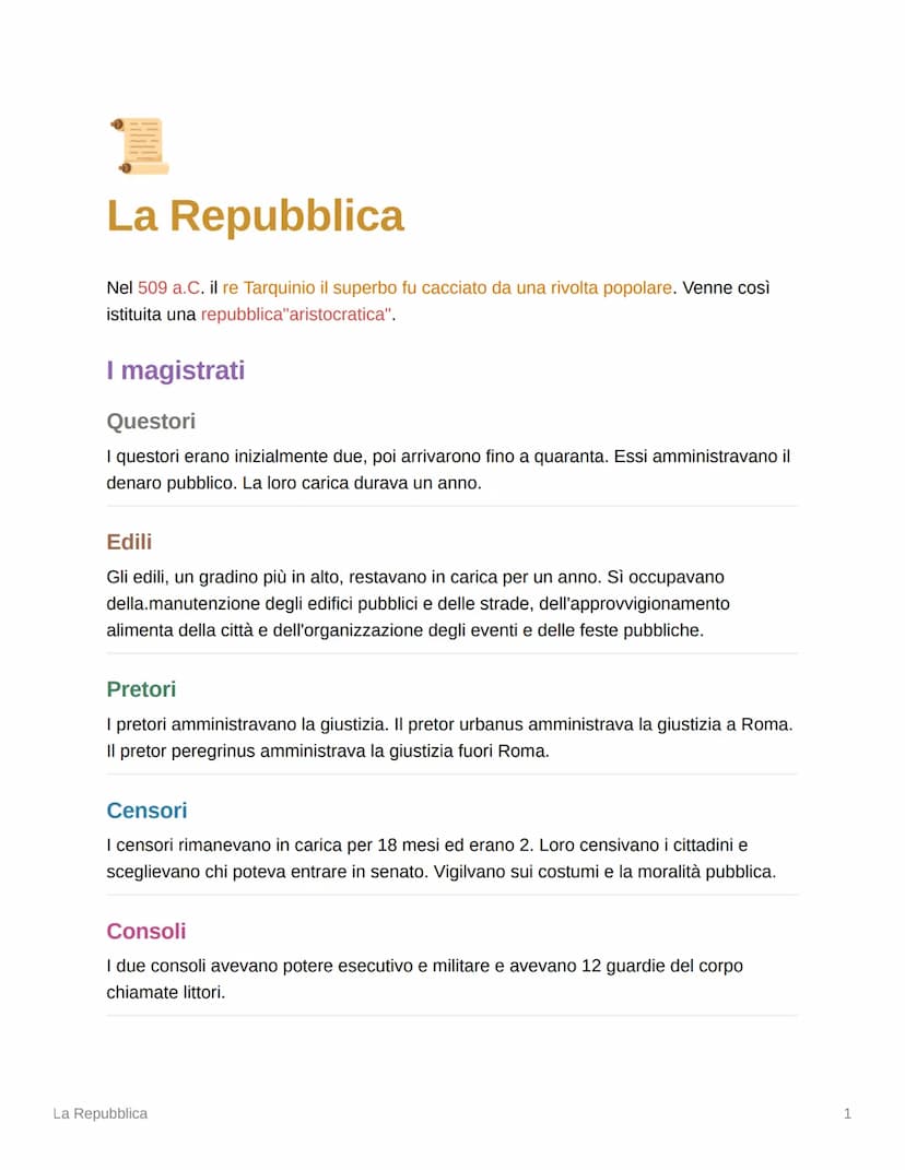 La società
Le Classi Sociali
La società romana era divisa in due classi: i patrizi e i plebei.
Le famiglie erano riunite in gens.
I patrizi 