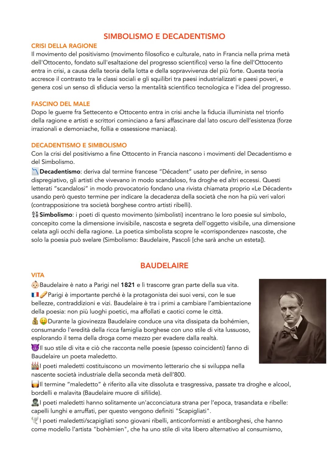SIMBOLISMO E DECADENTISMO
CRISI DELLA RAGIONE
Il movimento del positivismo (movimento filosofico e culturale, nato in Francia nella prima me