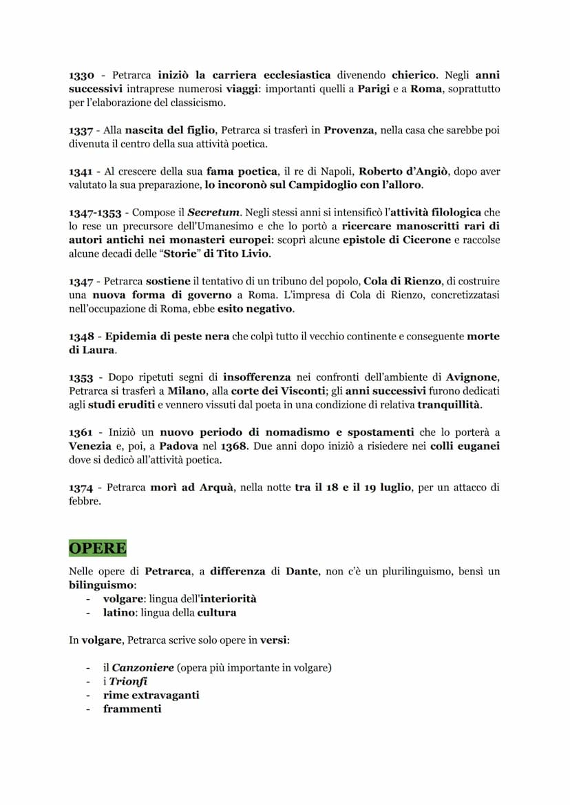 FRANCESCO PETRARCA
LA NOVITÀ DI PETRARCA
Francesco Petrarca può essere considerato il fondatore della lirica moderna, che grazie
a lui affer