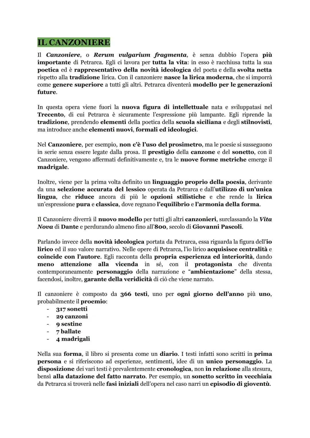 FRANCESCO PETRARCA
LA NOVITÀ DI PETRARCA
Francesco Petrarca può essere considerato il fondatore della lirica moderna, che grazie
a lui affer