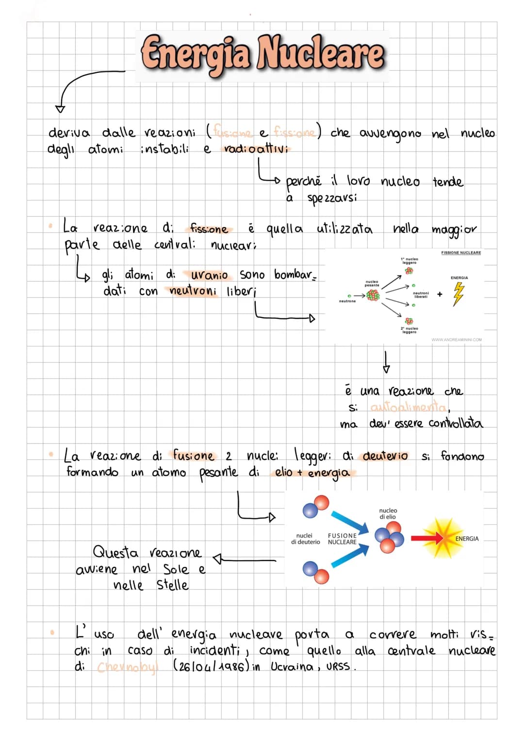 Energia Nucleare
deriva dalle reazioni (fusione e fissione) che avvengono nel nucleo
degli atomi
instabili
e radioattivi
L
•
La reazione
di 