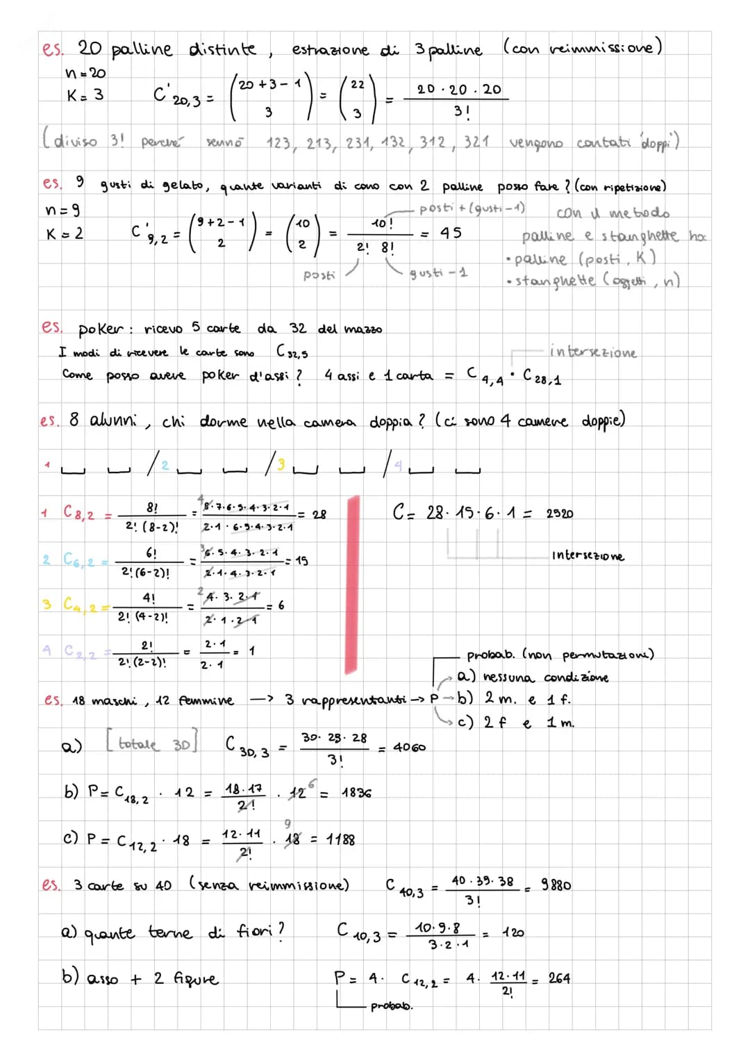 CALCOLO COMBINATORIO
1. Disposizioni semplici > Dn, K- n° di oggetti di ciascun raggruppamento
[gh elementi nei gruppi
nº di oggetti di cui 