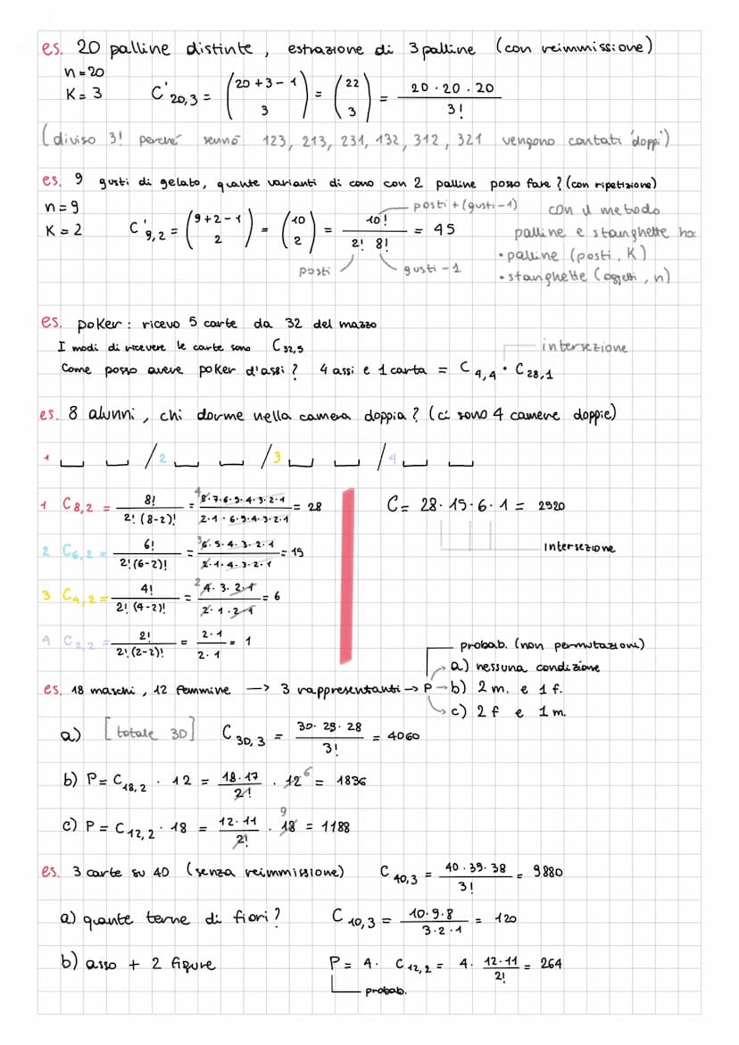 CALCOLO COMBINATORIO
1. Disposizioni semplici > Dn, K- n° di oggetti di ciascun raggruppamento
[gh elementi nei gruppi
nº di oggetti di cui 