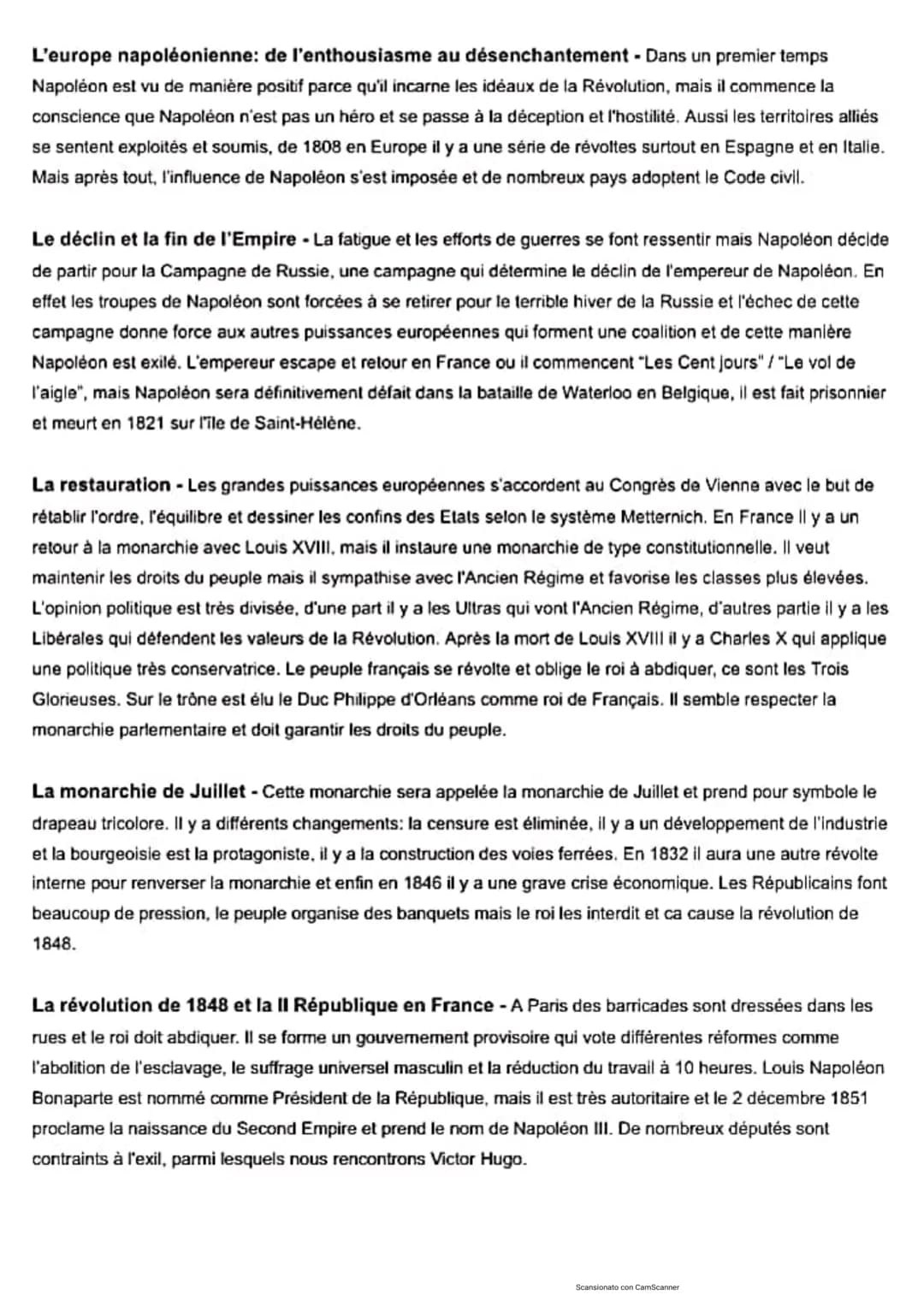 LE ROMANTISME
Cadre historique- DE L'EUROPE NAPOLEONIENNE A LA IIE REPUBLIQUE
La France Napoléonienne - La figure de Napoléon naît dans le c