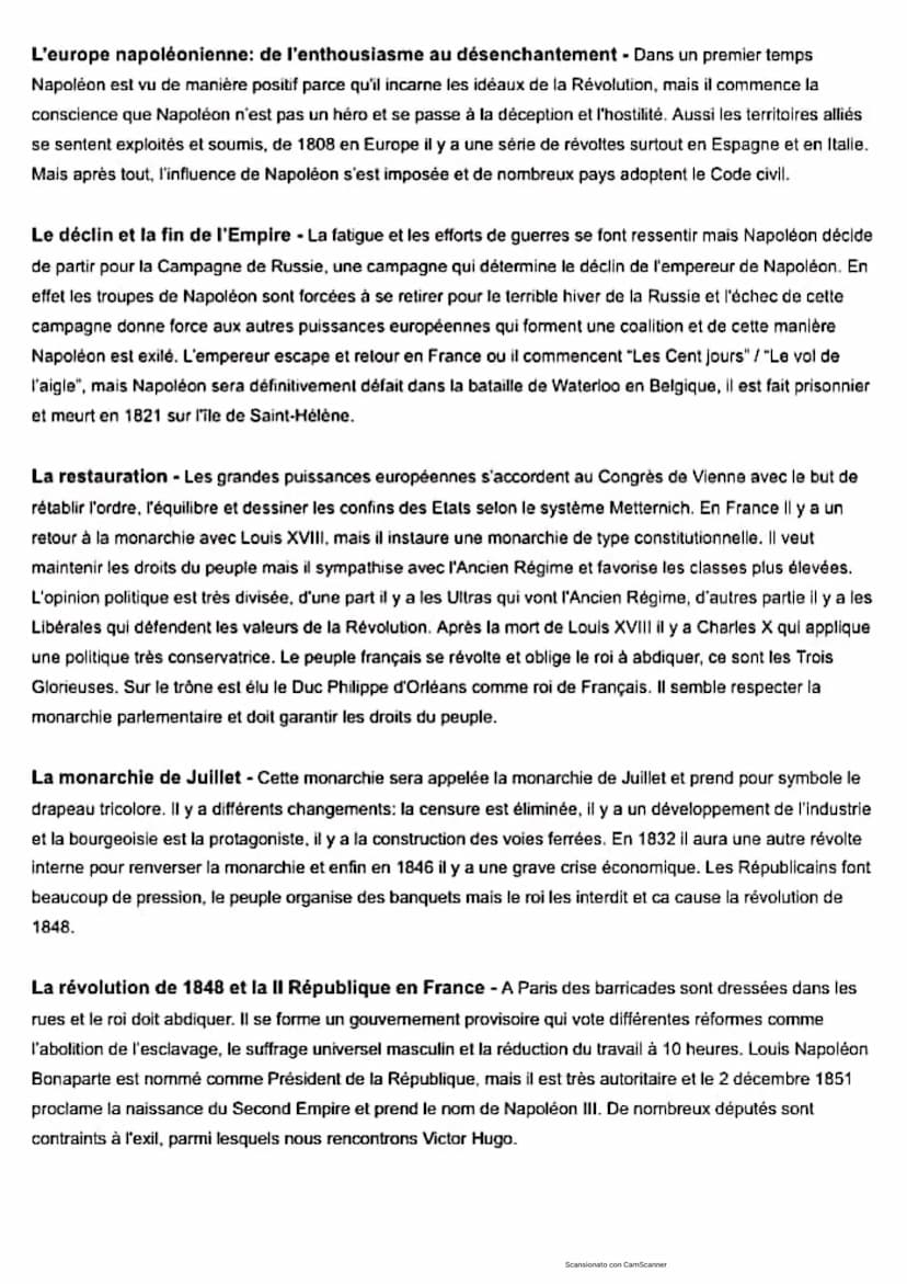 LE ROMANTISME
Cadre historique- DE L'EUROPE NAPOLEONIENNE A LA IIE REPUBLIQUE
La France Napoléonienne - La figure de Napoléon naît dans le c