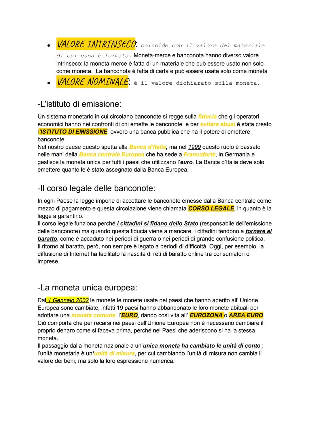 LA MONETA
-Dal baratto alla moneta
Per procurarsi i beni, i membri della tribù si dividevano i compiti e i pochi scambi che
avvenivano si ba
