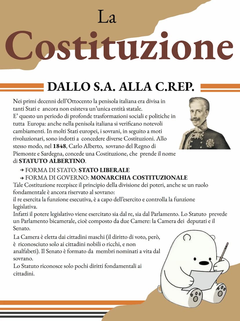 La
Costituzione
I caratteri
La Costituzione può avere diverse caratteristiche in base
alla modalità di emanazione, la Costituzione può esser