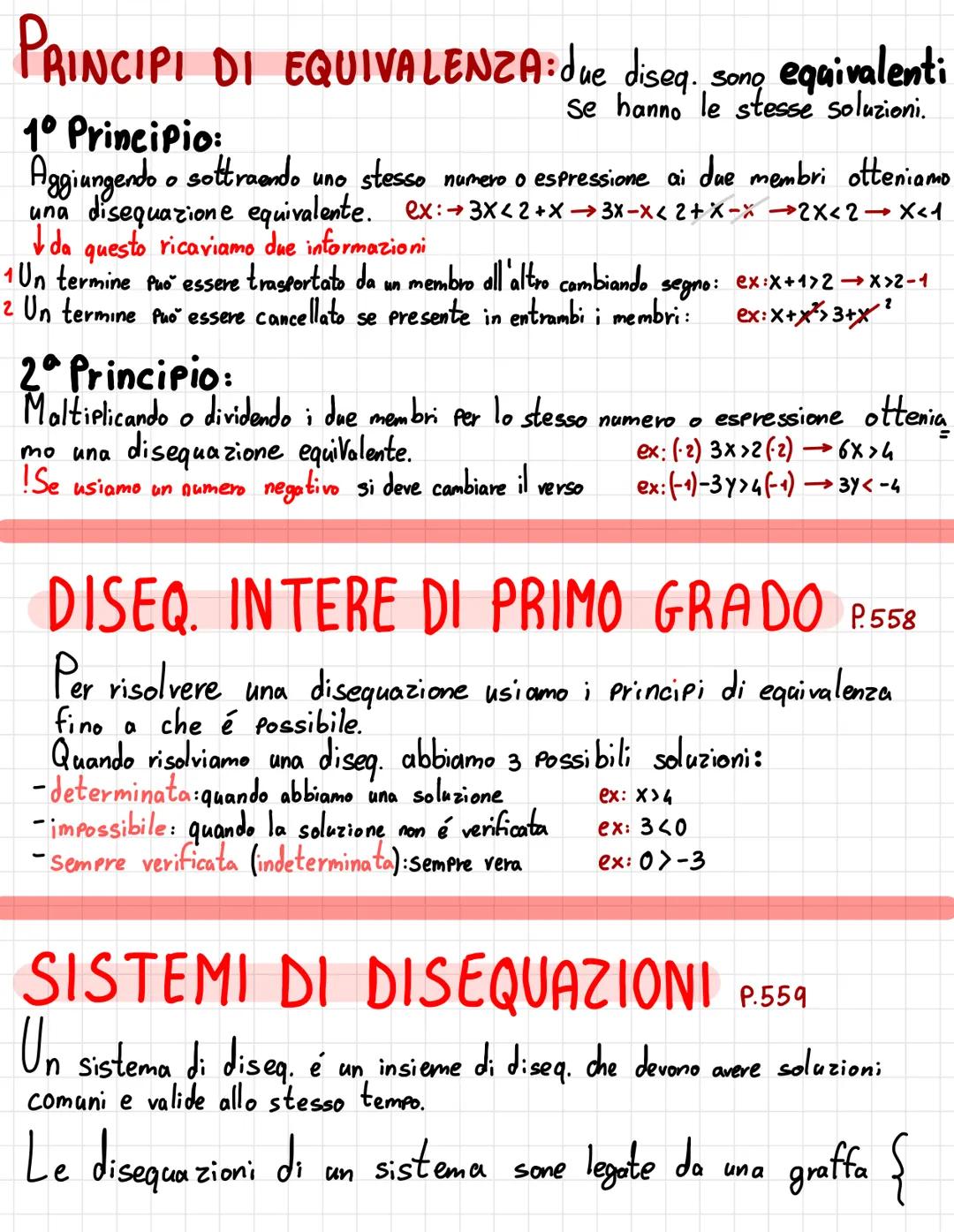 DISEQUAZIONI
DISUGUAGLIANZE e DISEQUAZIONI P.553
Una disegualianza funziona come una equazione ma con simboli diversi
Simboli:<:minore
il si