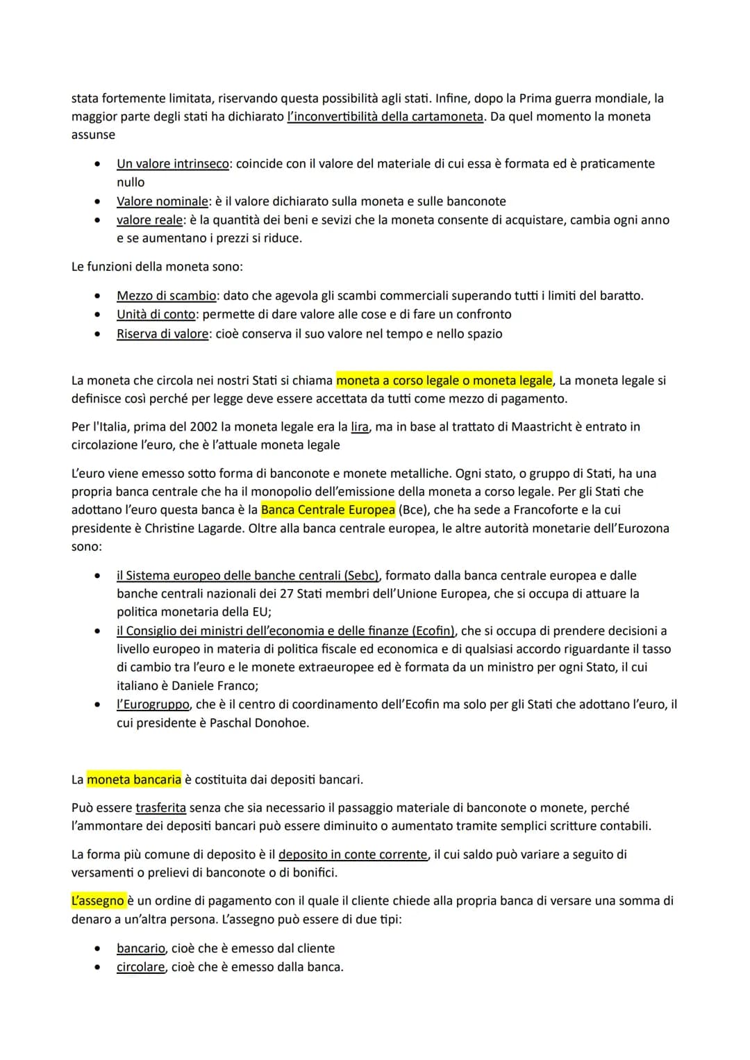 La moneta
La moneta consiste nell'insieme degli strumenti di pagamento che vengono impiegati per ottenere i beni e
servizi necessari al sodd