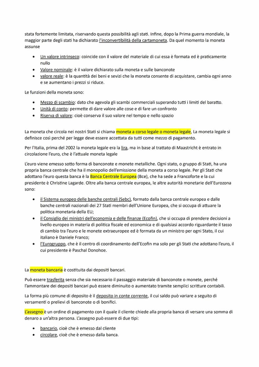 La moneta
La moneta consiste nell'insieme degli strumenti di pagamento che vengono impiegati per ottenere i beni e
servizi necessari al sodd