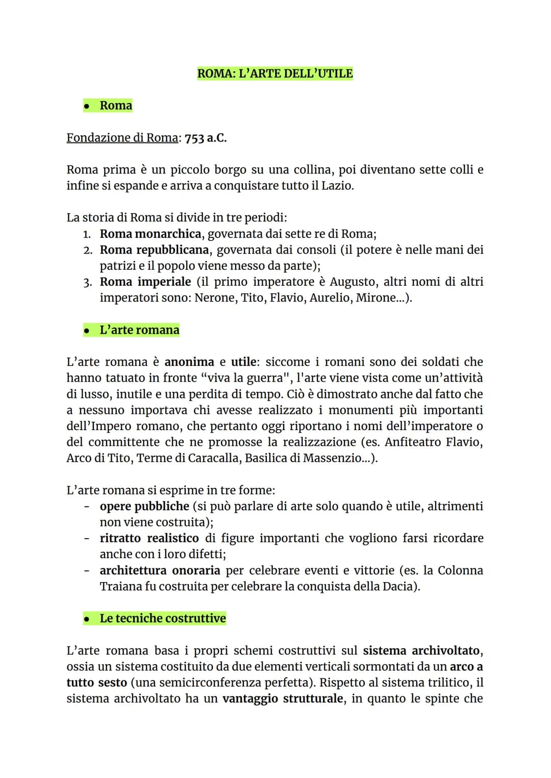 Roma
ROMA: L'ARTE DELL'UTILE
Fondazione di Roma: 753 a.C.
Roma prima è un piccolo borgo su una collina, poi diventano sette colli e
infine s
