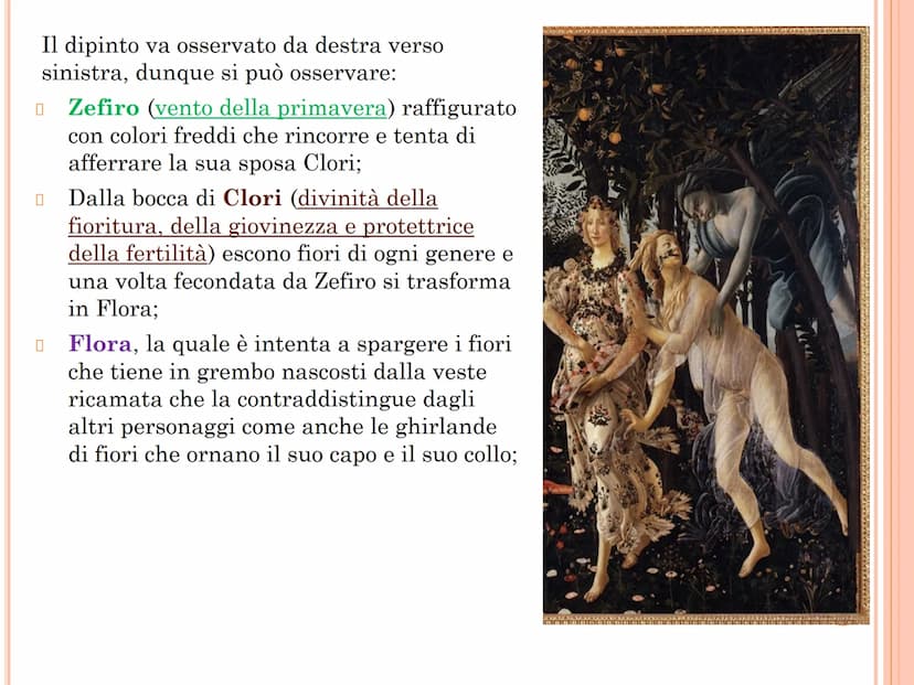 La Primavera del Botticelli
Questa celebre e amata opera del Botticelli fu dipinta per Lorenzo Pierfrancesco de
Medici, cugino di Lorenzo il