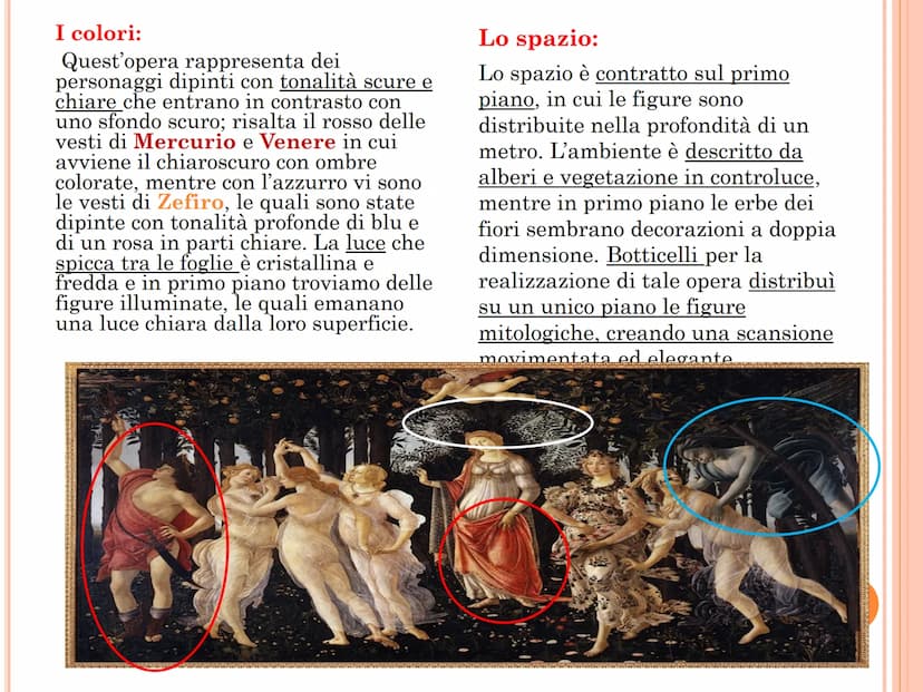 La Primavera del Botticelli
Questa celebre e amata opera del Botticelli fu dipinta per Lorenzo Pierfrancesco de
Medici, cugino di Lorenzo il