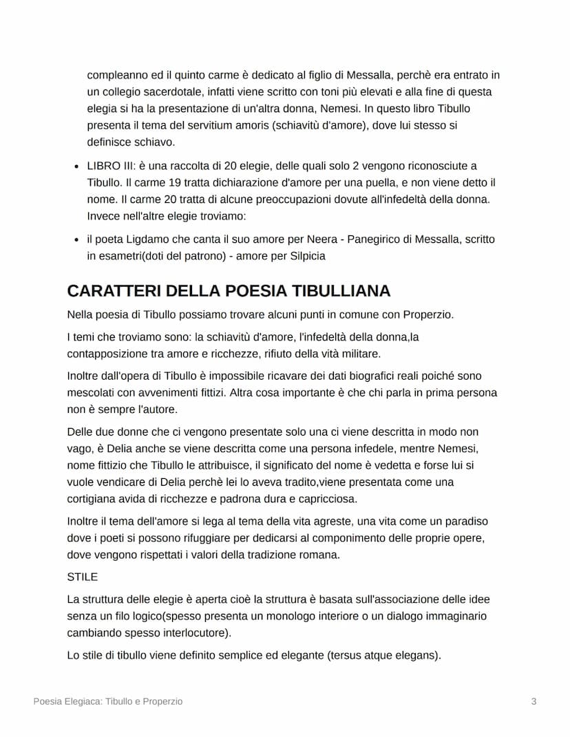 Poesia Elegiaca: Tibullo e
Properzio
Elegia
TIBULLO
CARATTERI DELLA POESIA TIBULLIANA
PROPERZIO
Libro I
Libro II
Libro III
Libro IV
CARATTER