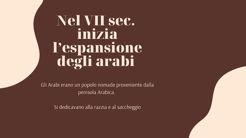 MARGHERITA
Gli arabi Nel VII sec.
inizia
l'espansione
degli arabi
Gli Arabi erano un popolo nomade proveniente dalla
penisola Arabica.
Si de