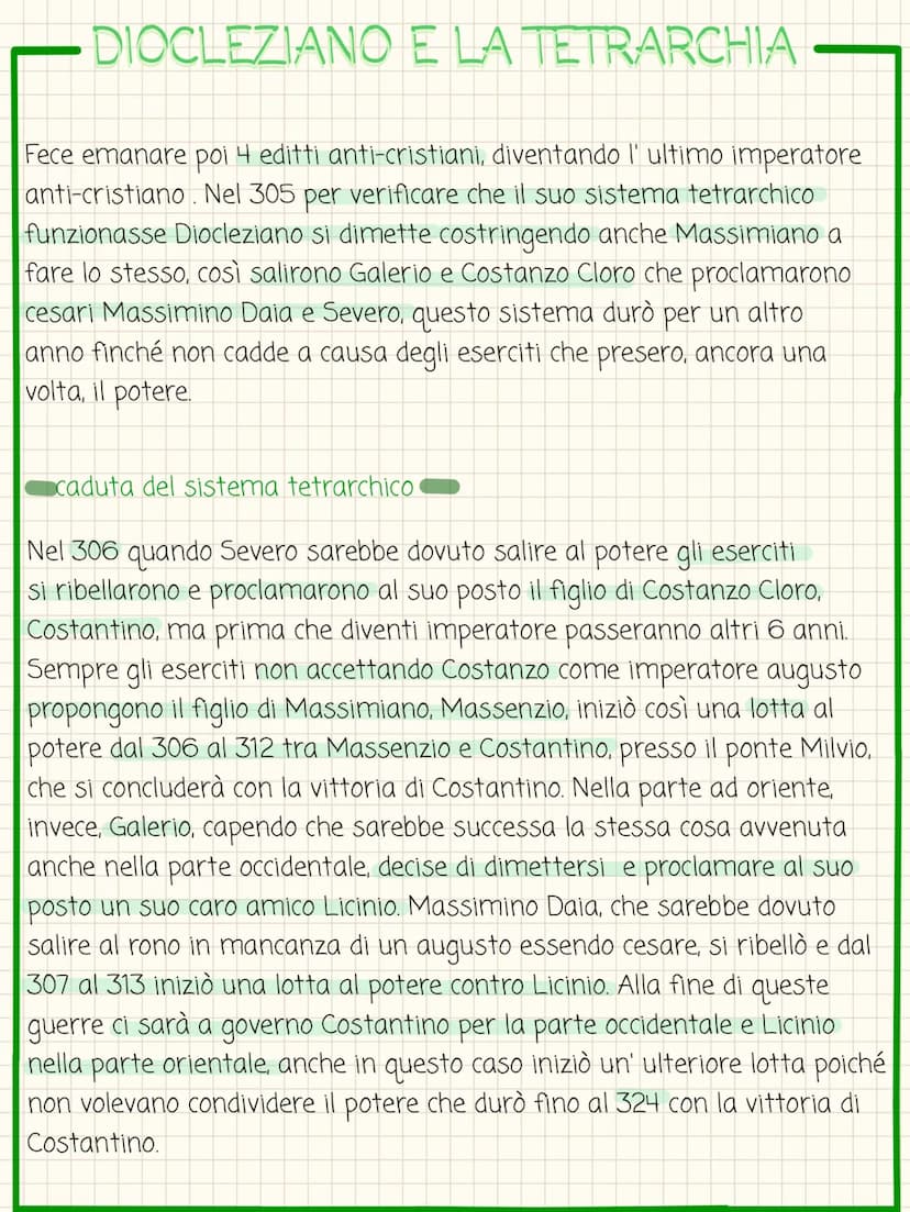 DIOCLEZIANO E LA TETRARCHIA
50 anni di imperatori
Una volta finita nel 235 la dinastia dei Severi iniziò un lungo periodo,
durato 50 anni, i