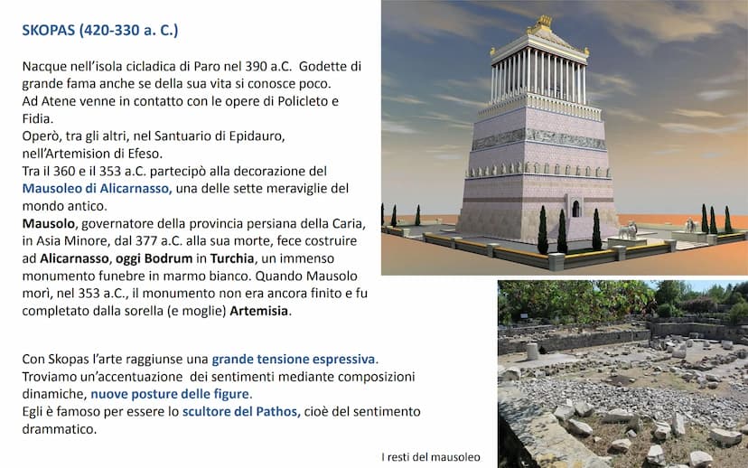 GLI ARTISTI DEL TARDO
CLASSICISMO
Prassitele, Skopas, Leocares e Lisippo Verso la fine del V secolo a.C. la Grecia entrò un una fase di cris
