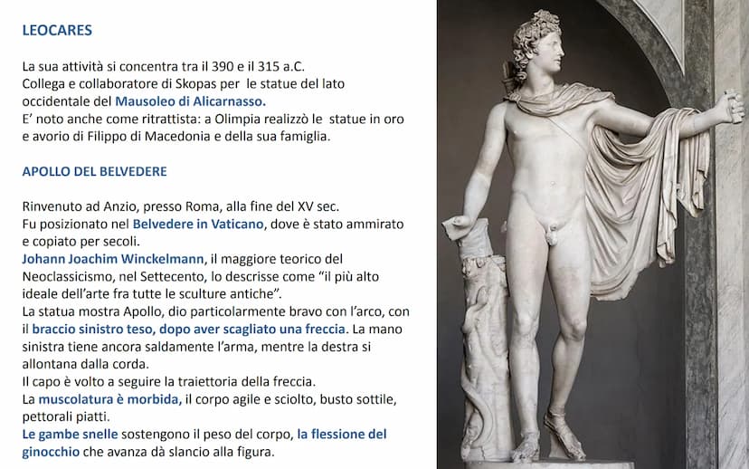 GLI ARTISTI DEL TARDO
CLASSICISMO
Prassitele, Skopas, Leocares e Lisippo Verso la fine del V secolo a.C. la Grecia entrò un una fase di cris
