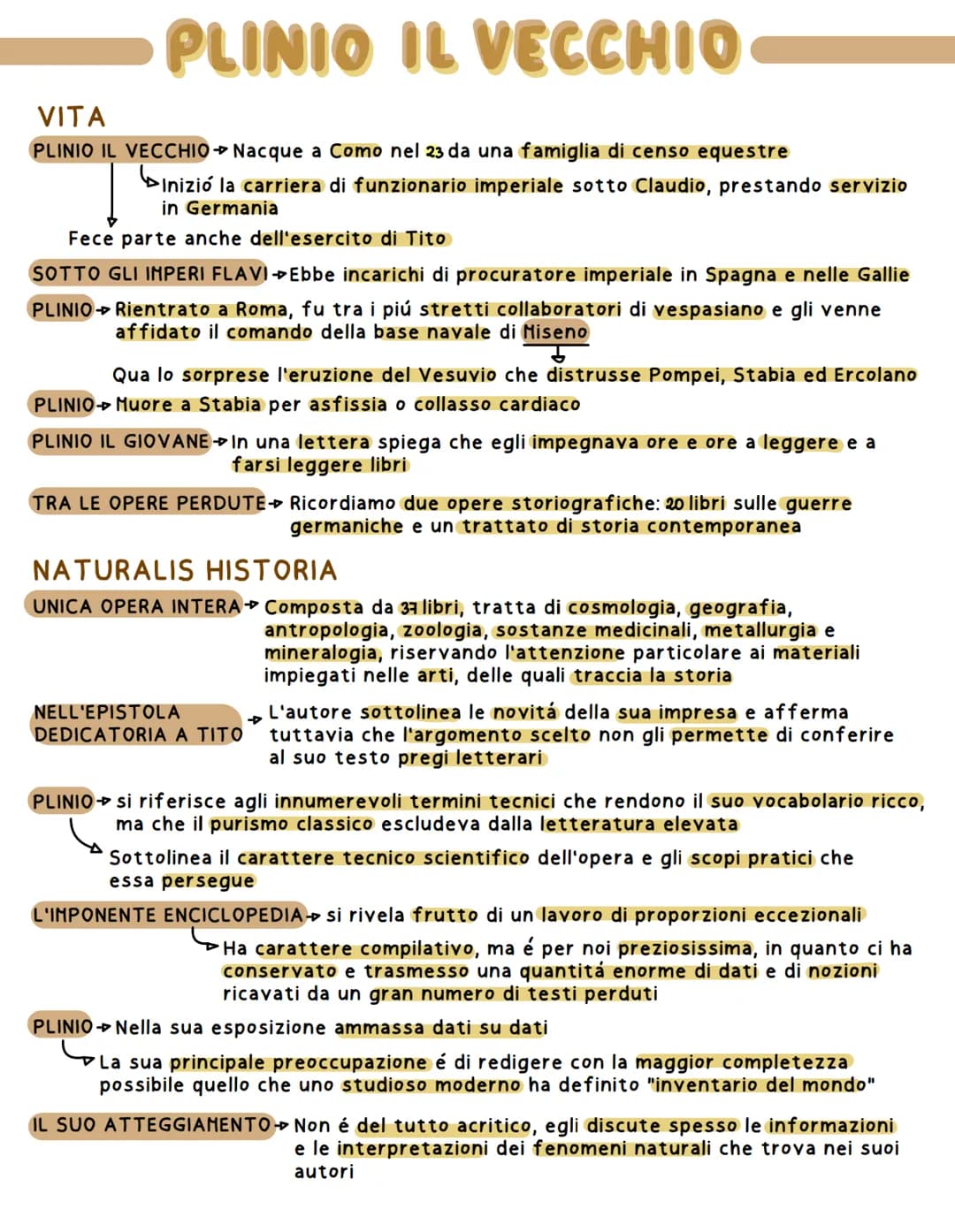 PLINIO IL VECCHIO
VITA
PLINIO IL VECCHIO → Nacque a Como nel 23 da una famiglia di censo equestre
Inizio la carriera di funzionario imperial
