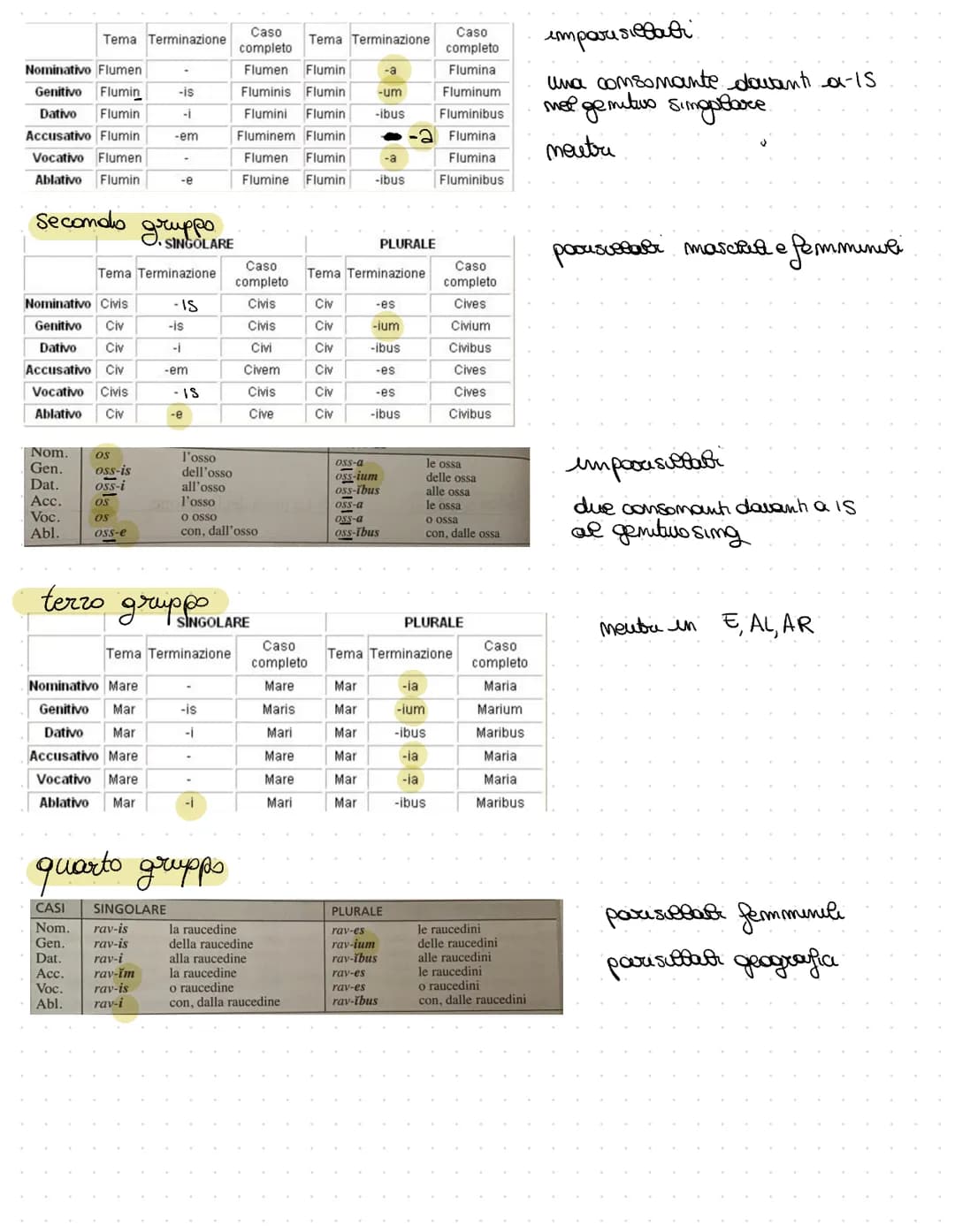 Grammatica latina
10.0 DECLINAZIONI
Prima declinazione
Tema Terminazione
Nominativo Ros
Genitivo Ros
Dativo Ros
Accusativo Ros
Vocativo Ros
