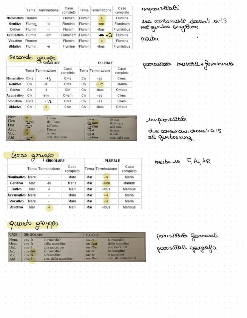 Grammatica latina
10.0 DECLINAZIONI
Prima declinazione
Tema Terminazione
Nominativo Ros
Genitivo Ros
Dativo Ros
Accusativo Ros
Vocativo Ros
