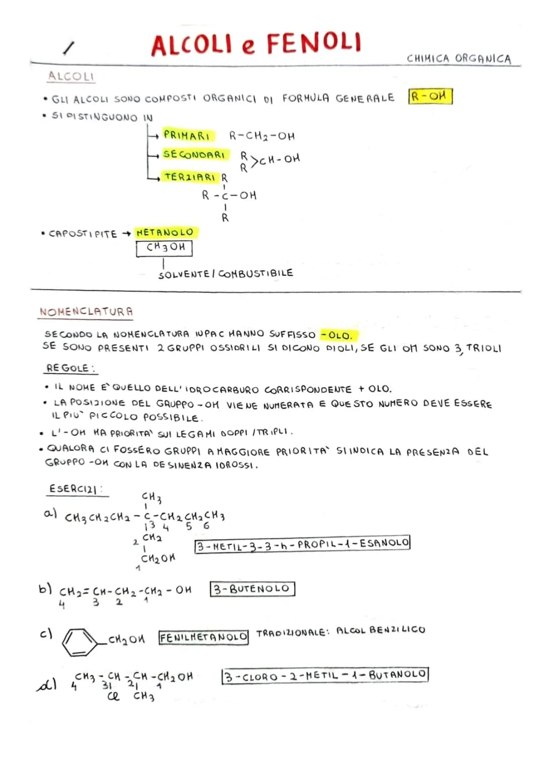 ALCOLI E FENOLI