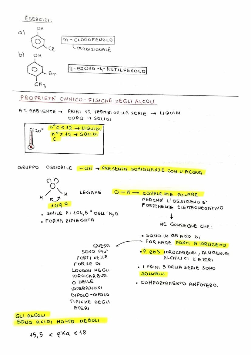 ALCOLI
GLI ALCOLI SONO COMPOSTI ORGANICI DI FORMULA GENERALE
• SI DISTINGUONO IN
NOMENCLATURA
• CAPOSTIPITE METANOLO
CH3OH
ESERCI21:
ALCOLI 
