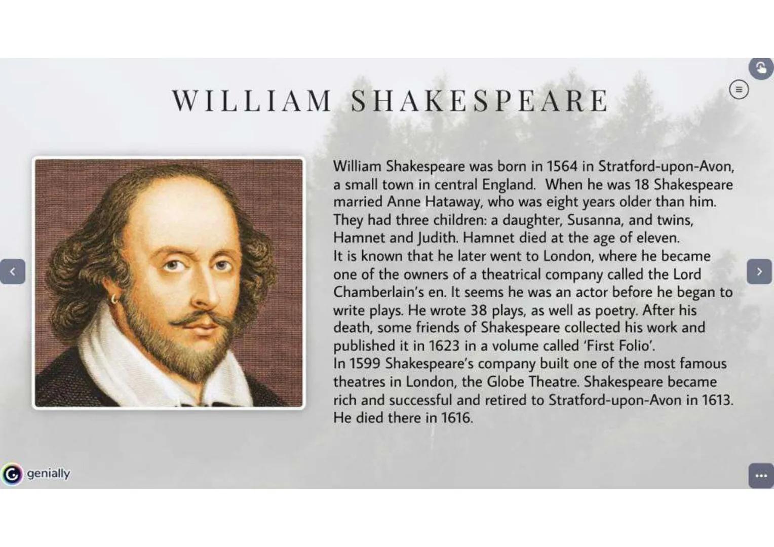 1600-1602
HAMLET
A SHAKESPEARE'S PLAY genially

# TABLE OF CONTENTS

HISTORY

THE AUTHOR

PLOT

HAMLET
CHARACTER

CHARACTERS

THEMES-GENRE

