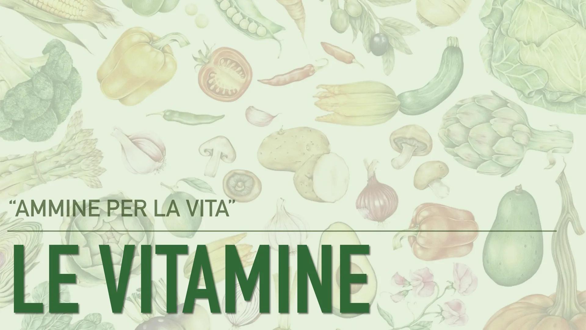 "AMMINE PER LA VITA"

LE VITAMINE Casimir Funk, uno scienziato polacco, identificò, nel
1912, un nuovo composto organico essenziale alla vit