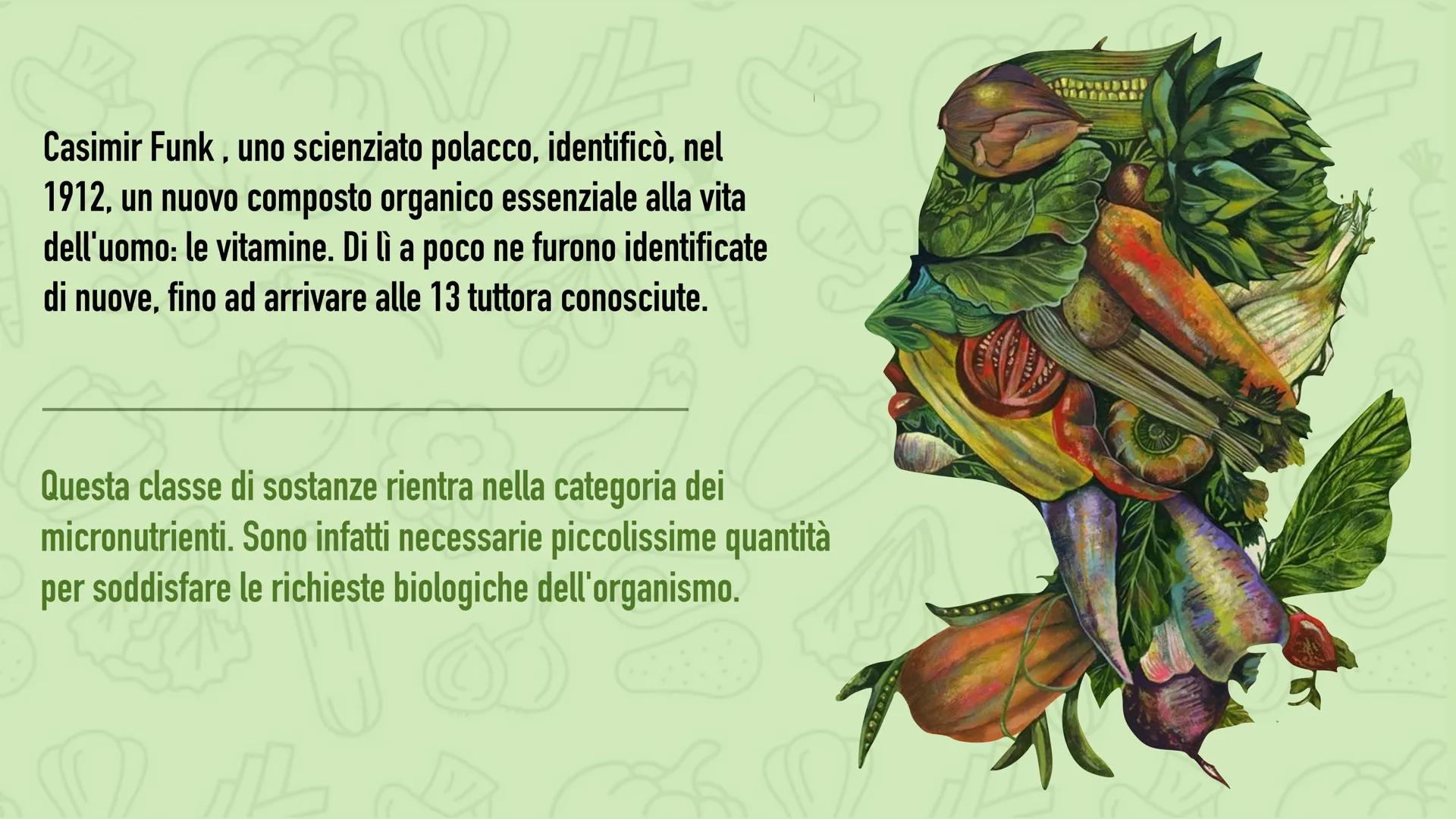 "AMMINE PER LA VITA"

LE VITAMINE Casimir Funk, uno scienziato polacco, identificò, nel
1912, un nuovo composto organico essenziale alla vit