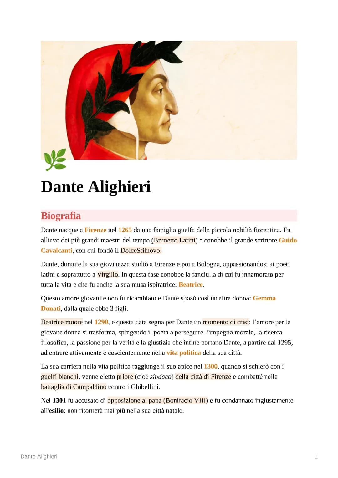 Dante Alighieri: biografia e opere minori