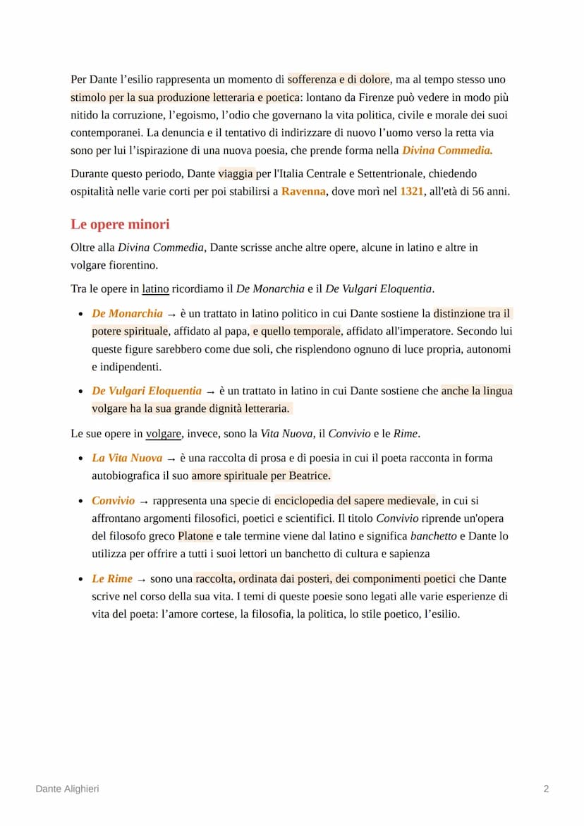 Dante Alighieri
Biografia
Dante nacque a Firenze nel 1265 da una famiglia guelfa della piccola nobiltà fiorentina. Fu
allievo dei più grandi