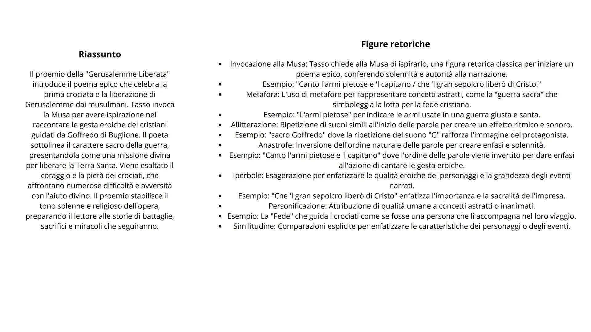 Il proemio
Canto l'arme pietose e 'l capitano
che 'l gran sepolcro liberò di Cristo.
Molto egli oprò co 'I senno e con la mano,
molto soffrí