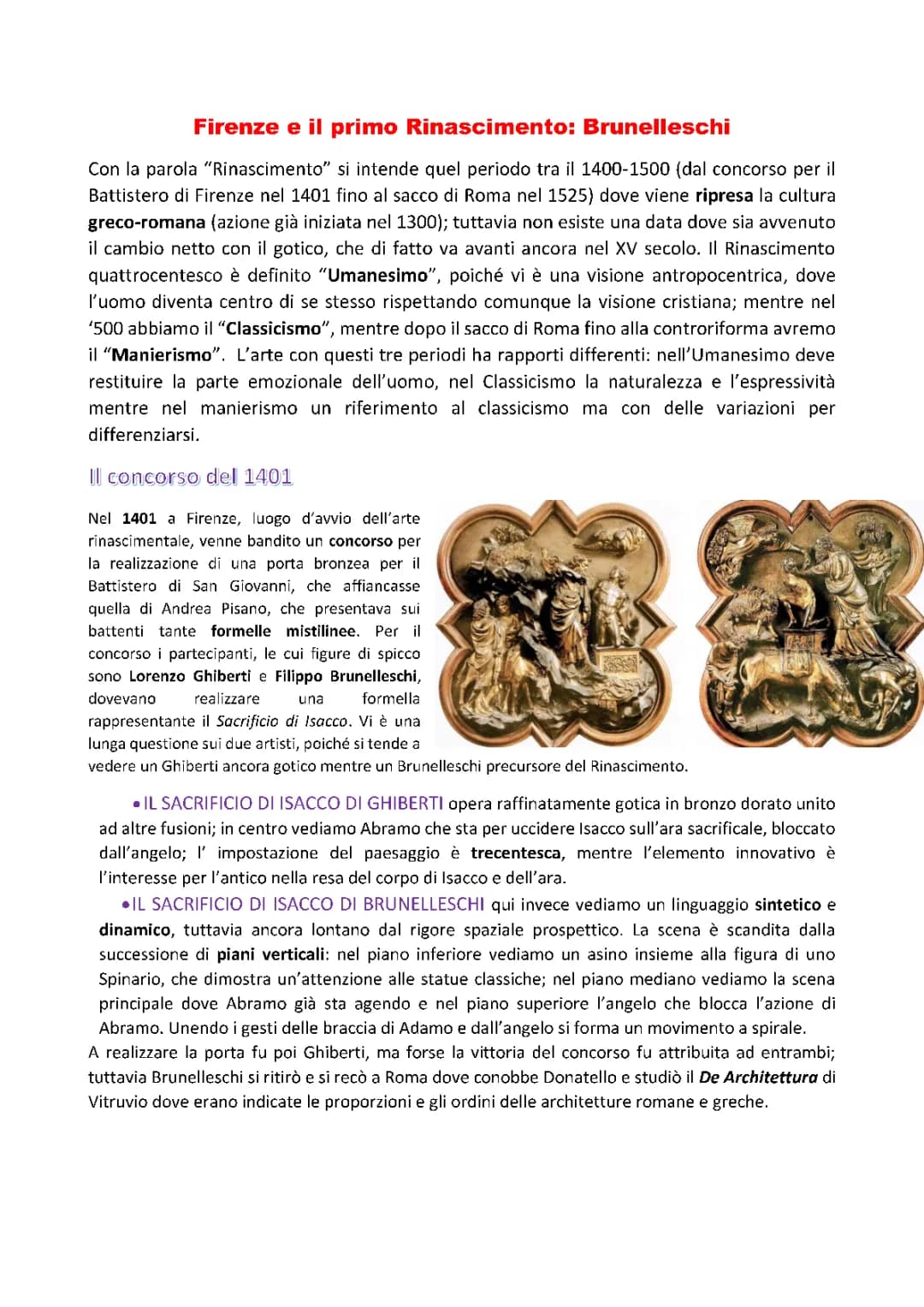 Caratteristiche dell'arte rinascimentale: Brunelleschi e il Primo Rinascimento